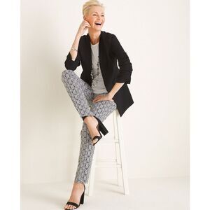 White House Black Market Pants Print Black White Pockets Cotton Blend Size 6